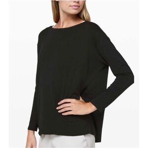 Lululemon Back In Action Top Black Long Sleeve Relaxed Fit Size M